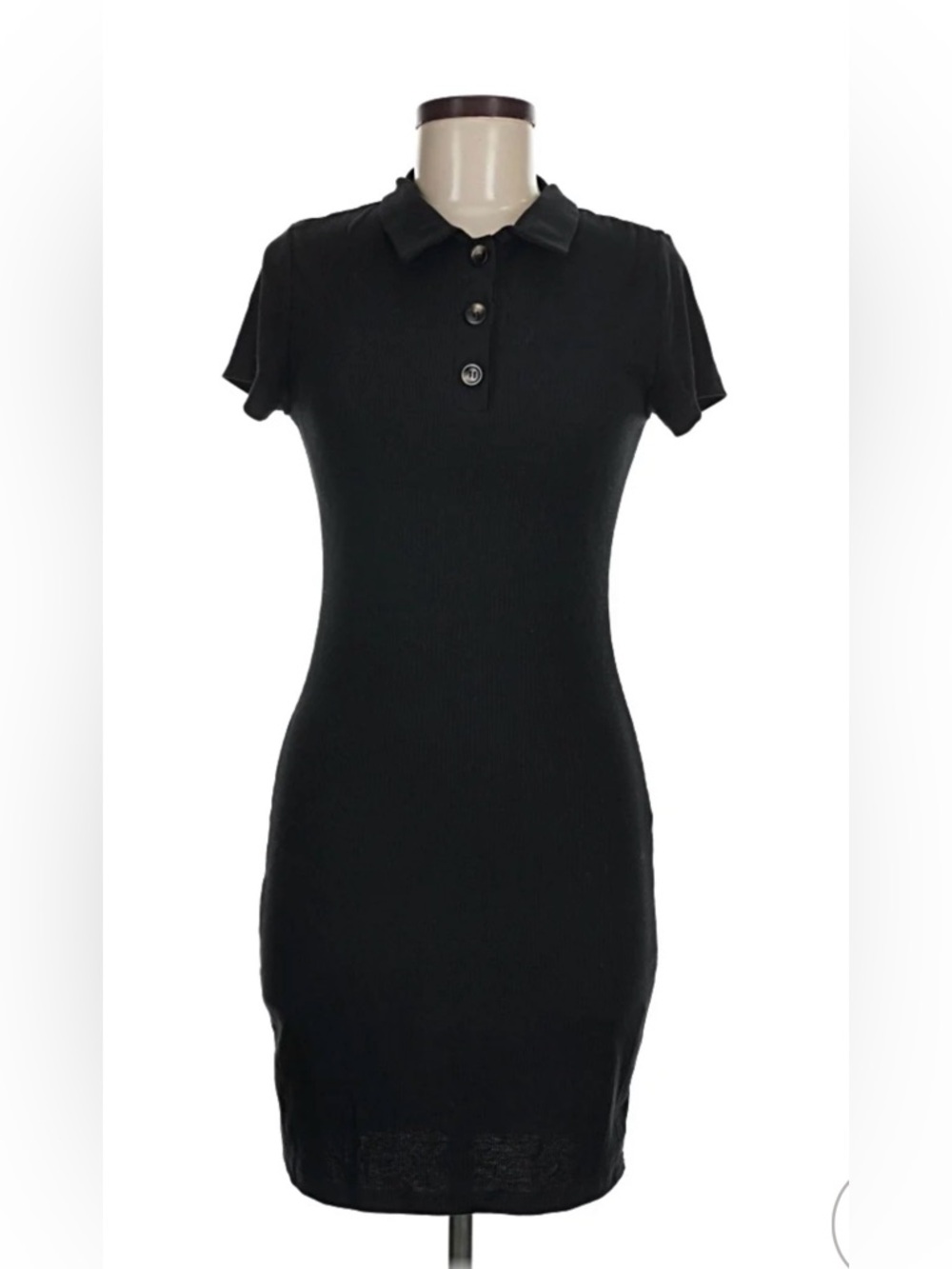 Divided by H&M - Black Polo Shirt Dress - Classic Short Sleeve Medium stretchy